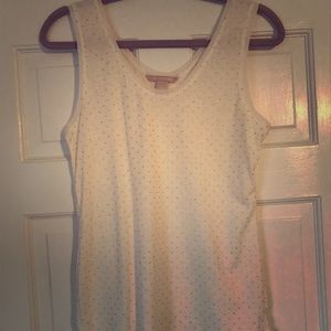 White tank with mini gold polka dots
